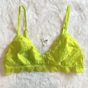 NWT Aerie Neon Green Yellow Lace Bralette - Medium